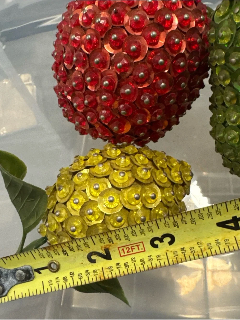 Beaded /sequined Fruit Ornament Set - Apple lemon pear and berries